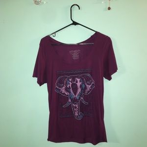 Maroon Elephant Scoop Neck Tee 🐘